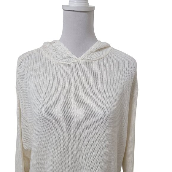 Gap Size XL Off-White Knit Hooded Sweater. Linen Blend. Excellent Used Condition - Picture 2 of 10